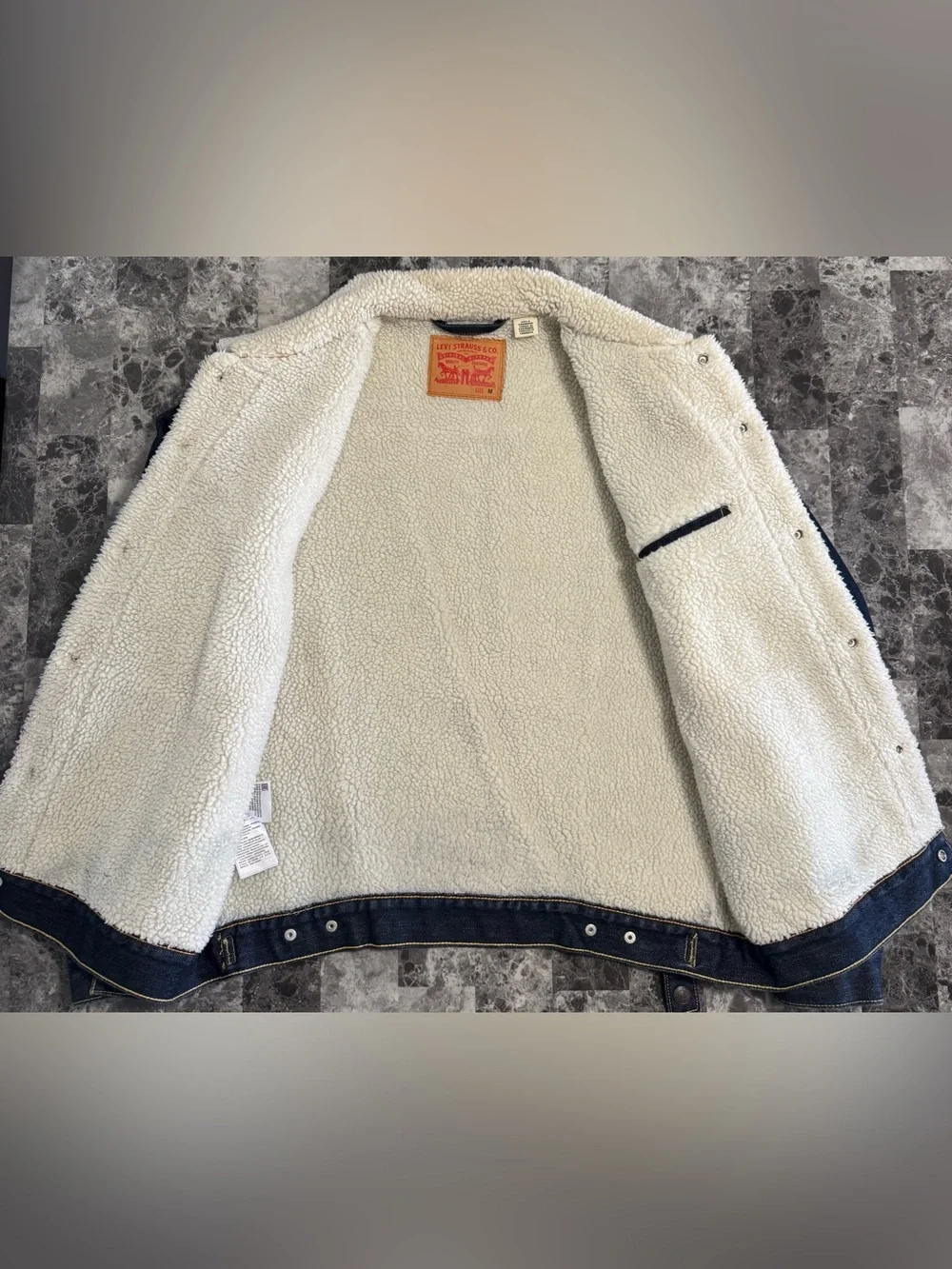 Levi's Dark Blue Denim Sherpa Collar Jacket - Picture 5 of 6